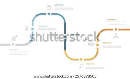 Seven-step horizontal timeline. A diagram for displaying the steps to achieve a goal. A diagram for a website, presentation, or booklet