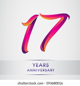 seventeen years anniversary celebration logotype colorfull design, 17th birthday logo on white background