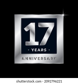 Seventeen Years Anniversary Celebration Luxury Black and Silver Logo Emblem Isolated Vector