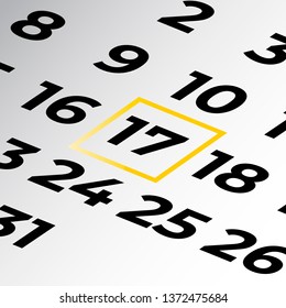 seventeenth day of the calendar vector, isometric calendar