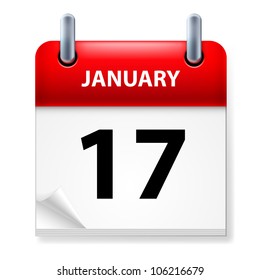 Seventeenth January in Calendar icon on white background