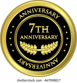 Seventh Anniversary Black And Gold Medal