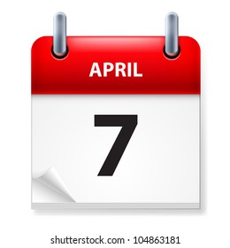 Seventh in April Calendar icon on white background