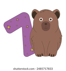 Vorlage der Einladungskarte zum siebten Geburtstag. Nette flache Vektorgrafik Capybara und 7 Nummer isoliert weiß. Minimalismus Vektorillustration kann Web Social Media Postkartendesign verwenden. EPS 10