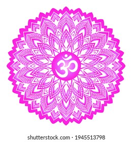 seventh chakra coloring vector illustration. Purple Color. For logo yoga healing meditation. Beautiful outline mandala. Ethnic, Indian style.

