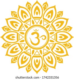 The seventh chakra, the golden lotus with the Om in the center.