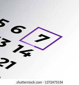 seventh day of the calendar vector, isometric calendar 