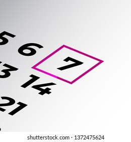seventh day of the calendar vector, isometric calendar 