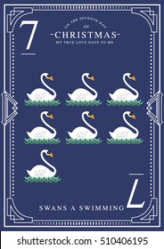 the seventh day of christmas of the twelve days of christmas template vector/illustration