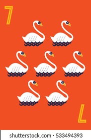 the seventh day of christmas of the twelve days of christmas template vector/illustration