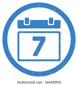 Seventh Day Leaf grainy textured icon inside circle for overlay watermark stamps. Flat symbol with dirty texture.
