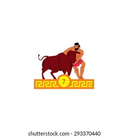 The seventh feat of Heracles. Cretan bull. Vector Illustration.
Branding Identity Corporate logo design template Isolated on a white background