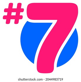 Seventh Place Sign - Amazing vector template of rounded 7th place sign suitable for animation, grade, icon, tournament, sign, ranking, sticker, template design assets, decoration, and illustration 