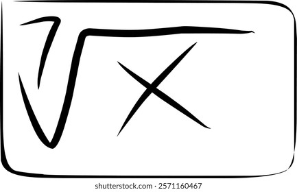 seventh square root mathematical symbol in Doodle style