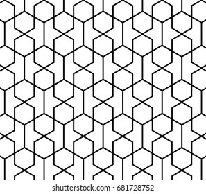 Seventies inspired hexagon pattern background in black and white