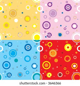 Seventies inspired wallpaper design in four color variations