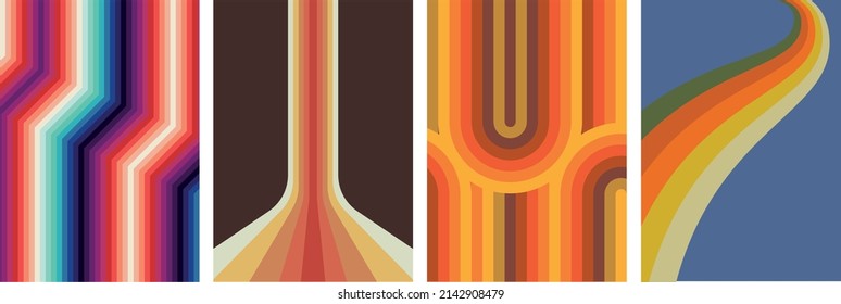 Seventies Retro Style Backgrounds Set