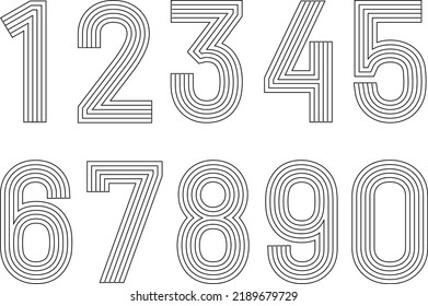 Seventies Striped Numbers Lineal Characters