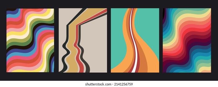 Seventies Style Retro Backgrounds Set
