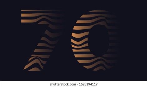 Seventy 70 number vector font alphabet, modern dynamic luxury flat design for your unique elements design ; logo, corporate identity, application, creative poster & more 