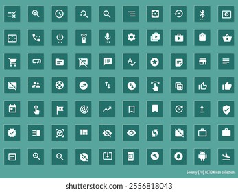 Seventy action icon collection with 3D frame (3rd)