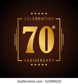 Seventy anniversary celebration logotype. 70th anniversary logo collection. Anniversary label. Anniversary logo template. Anniversary sign. Vector Illustration
