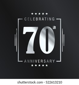 Seventy anniversary celebration logotype. 70th anniversary logo collection. Anniversary label. Anniversary logo template. Anniversary sign. Vector Illustration