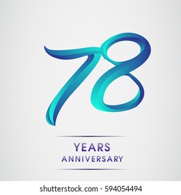 seventy eight years anniversary celebration logotype blue colored isolated on white background. 78th birthday logo for invitation card, banner and greeting card