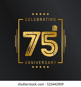 Seventy Five anniversary celebration logotype. 75th anniversary logo collection. Anniversary label. Anniversary logo template. Anniversary sign. Vector Illustration