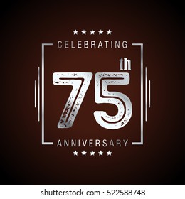 Seventy Five anniversary celebration logotype. 75th anniversary logo collection. Anniversary label. Anniversary logo template. Anniversary sign. Vector Illustration