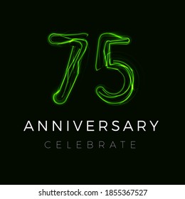 seventy five Anniversary poster for party. 75th years sign. seventy seventy-fifth birthday celebrate. Vector illustration