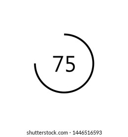 Seventy five percentage circle icon, 75 percent