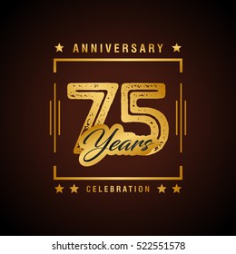 Seventy Five years anniversary celebration logotype. 70th year anniversary logo collection. Anniversary label. Anniversary logo template. Anniversary sign. Vector Illustration
