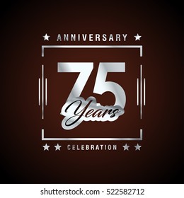 Seventy Five years anniversary celebration logotype. 75th year anniversary logo collection. Anniversary label. Anniversary logo template. Anniversary sign. Vector Illustration