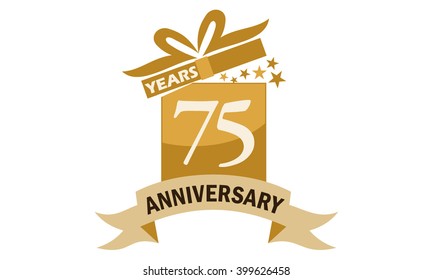 Seventy Five Years Gift Box Ribbon Anniversary 