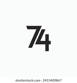 Seventy four number 74 geometric clean logo design vector icon illustration