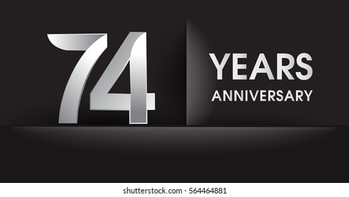 seventy four years Anniversary celebration logo, flat design isolated on black background, vector elements for banner, invitation card for celebrating 74th birthday party