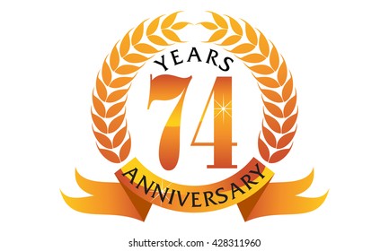 Seventy Four Years Gift Box Ribbon Anniversary 