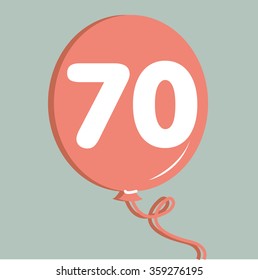 Seventy logo with balloon. Vector illustration.
