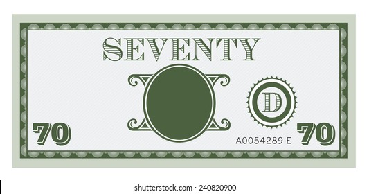 Seventy money bill image. With space to add your text, information and image.