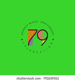 Seventy nine years, 79th Anniversary Celebration Logo Design, Number 79 Icon Vector Template.