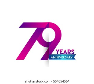 seventy nine years anniversary celebration logotype colorfull design with blue ribbon, 79th birthday logo on white background