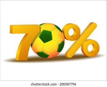 seventy percent discount icon with Brazil soccer ball