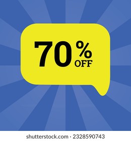 Seventy Percent OFF discount, yellow, blue, sale 