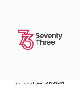 Seventy three number 73 geometric linear logo design vector icon illustration