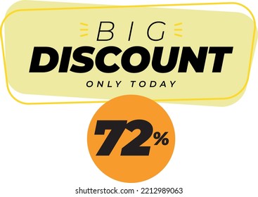 Seventy two 72 percent big discount sale banner label yellow