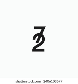 Seventy two number 72 bold logo icon sign vector illustration