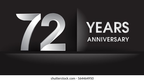 seventy two years Anniversary celebration logo, flat design isolated on black background, vector elements for banner, invitation card for celebrating 72nd birthday party
