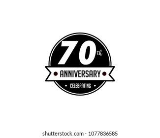 Seventy Year Anniversary Badge Icon Vector Logo Template Illustration Design