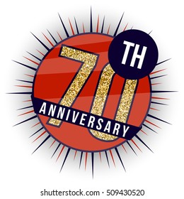 Seventy years anniversary banner. 70th anniversary logo.